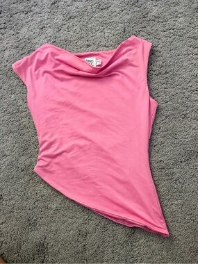 Princess Polly Pink Draped Neck Short Sleeve Top